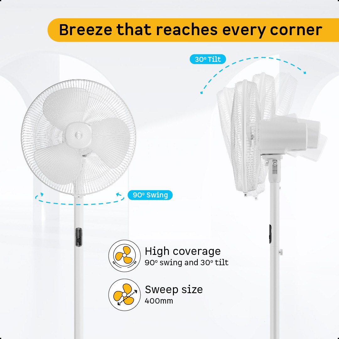 Renesa Pedestal Fan LED Display & Oscillation Control - product feature