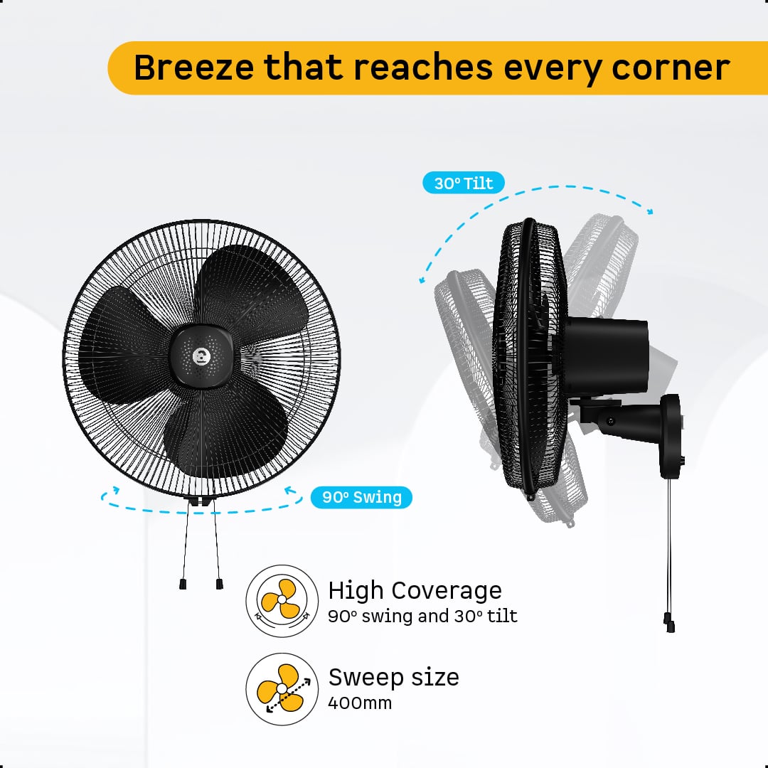 Renesa Wall Fan Ultra-Silent Operation & 6 Speed Settings - product feature