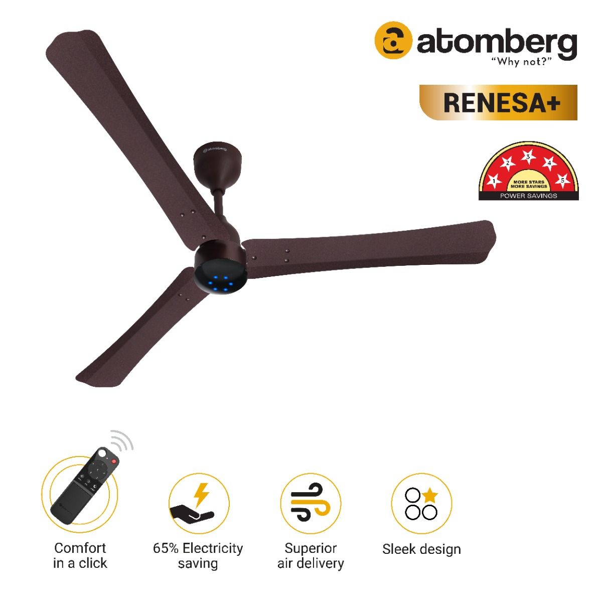 Buy BLDC Renesa+ Designer Ceiling Fan with Remote Online At Best Price |  Atomberg