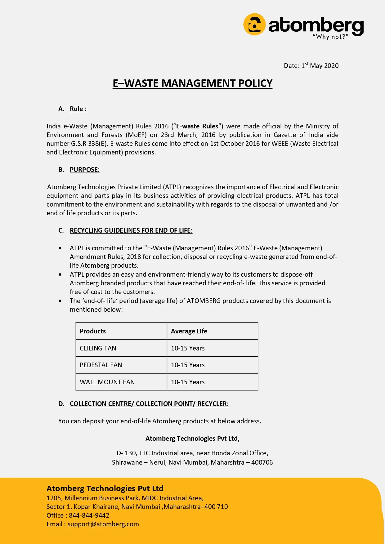 E-Waste management Policy