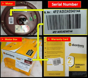 Information how to find serial number on atomberg products123